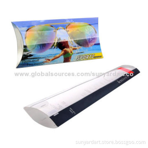 Clear plastic apple pie folding box in offset printing, with soft crease